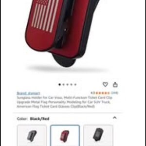 Red & Black American Flag Car Sunglasses Holder - 2 Each!! IN INDIV. BOXES!
